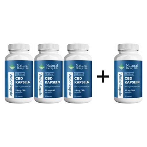4 für 3: CBD Kapseln 1500 mg 60 Stk.